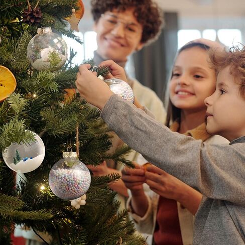 Clear Plastic Ornaments for Crafts Fillable(30 Pack, 3.15 Inch) Fillable Hanging Ornaments for Christmas Decor (Silver and Clear) in Saudi Arabia