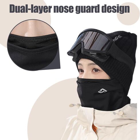 Ski Mask for Men & Women, Windproof Waterproof Balaclava Cold Weather Thermal Breathable Face Mask with Headphone Holes in Kuwait