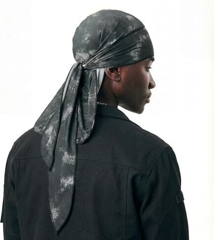 Durag for Waves & Locs - غطاء رأس طويل قابل للتمدد للرجال والنساء، نمط ملابس الشارع الهيب هوب، جاهز للهدايا (كسوف سموكي) in Saudi Arabia