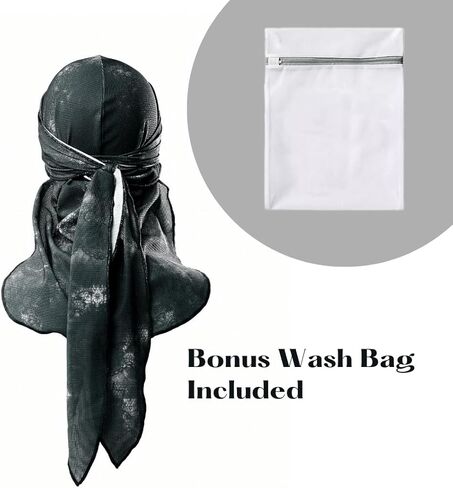 Durag for Waves & Locs - غطاء رأس طويل قابل للتمدد للرجال والنساء، نمط ملابس الشارع الهيب هوب، جاهز للهدايا (كسوف سموكي) in Saudi Arabia