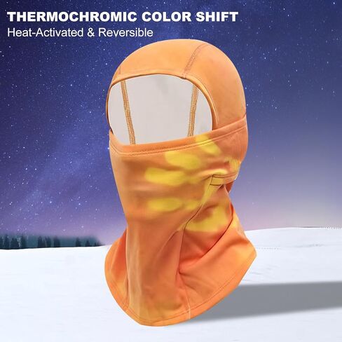 Ski Mask Base Layer, Color Changing Balaclava, Balaclava Color Changing, for use as an Inner Layer, Colour-Changing (Orange) in Kuwait