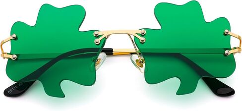 LIKSMU St. Patrick's Day Sunglasses for Women Men Irish Shamrock Sunglasses Green Four Leaf Clover Costume Party Glasses in Kuwait