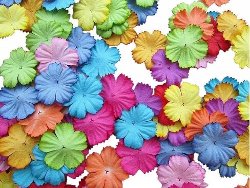 100 Pcs Mulberry Paper Flowers 30x30mm Mini Paper Flowers Scrapbooking Wedding DIY Craft Supplies Card in Kuwait
