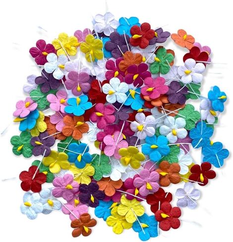 100 Pcs Mulberry Paper Flowers 30x30mm Mini Paper Flowers Scrapbooking Wedding DIY Craft Supplies Card in Kuwait