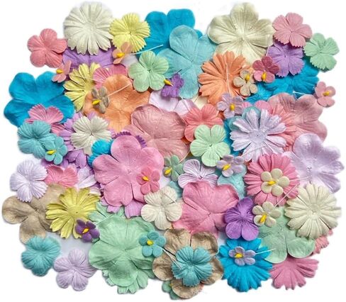 100 Pcs Mulberry Paper Flowers 30x30mm Mini Paper Flowers Scrapbooking Wedding DIY Craft Supplies Card in Kuwait