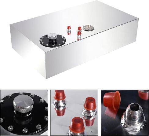 Autoforever 17 Gallon Aluminum Fuel Gas Tank 70L Fuel Cell Polished Racing Street Drift Strip Fuel Tank with Level Sender Silver in Kuwait