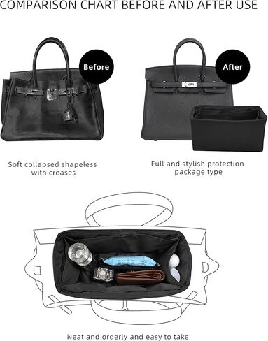 DGAZ Purse Organizer Black and Purse Pillow Shaper white Fits Birbin35，Silk，Luxury Handbag Shapers in Saudi Arabia