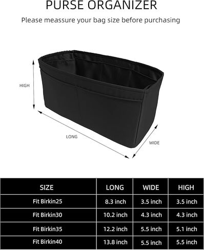 DGAZ Purse Organizer Black and Purse Pillow Shaper white Fits Birbin35，Silk，Luxury Handbag Shapers in Saudi Arabia