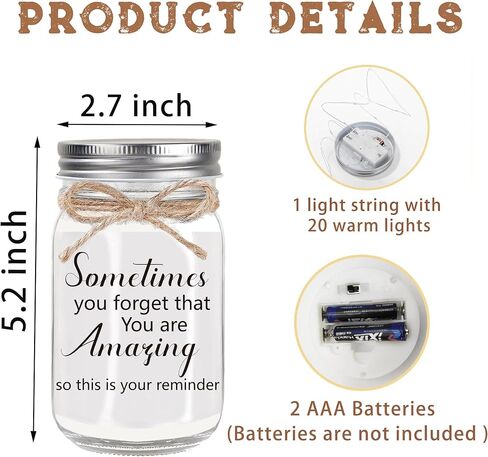 هدايا الأخت - برطمان ميسون مع أضواء دافئة، هدية الأخت الروحية للنساء، هدايا عيد ميلاد الأخت، ديكورات هدية لذكرى عيد الشكر in Kuwait