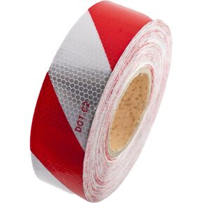 Red/White Diagonal Warning Reflective Tape DOT-C2 Conspiciuity Tape - COMMERCIAL ROLL - 2" inch x 150' FEET - Automobile Car Truck Boat Trailer Semi Construction Safety Industrial