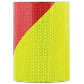 Safe Way Traction 6" x 10' Roll Orafol Oralite V98 Conformable Pre-Striped Chevron Fluorescent Lime Yellow and Red Striped Reflective Safety Tape Right Hand Slant