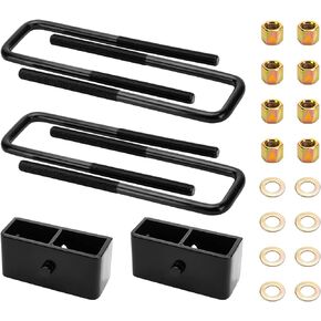2 inch Rear Lift Block Fit for Chevy Silverado 1500 1999-2020, Suburban 1500 1995-1999, Tahoe 1995-1999, Leveling Lift Kits for GMC Yukon 1992-1999 with Extra Long Square Leaf Spring U Bolts