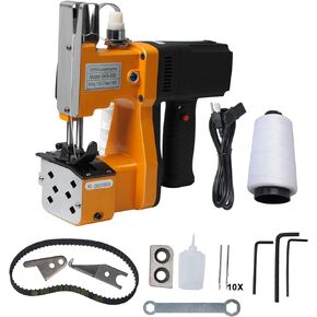 Gk9-890 𝙋𝙤𝙧𝙩𝙖𝙗𝙡𝙚 Bag Closer Machine, 𝟮𝙨/𝘽𝙖𝙜 110V Industrial Electric Bag Closing Sewing Sealing Stitching Machine for Woven Snakeskin Paper Bag, 190W Handheld High Speed Machine