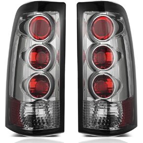 AUTOSAVER88 Tail Lights Compatible with 1999-2002 Chevy Silverado 1500/2500/3500, 99-06 GMC Sierra, 2007 GMC Sierra Classic models Clear Lens Red Housing Taillights Pair (ONLY Fit Fleetside Models)