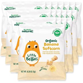 Little Bellies Organic Banana Softcorn Baby Snack (Pack of 7 x 0.28 oz Individual Packs)