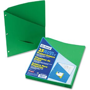 Pendaflex 32925 Essentials Slash Pocket Project Folders, 3 Holes, Letter, Green (Pack of 25)