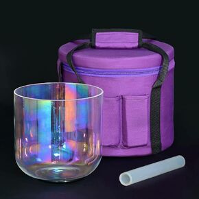 440HZ 7 inch F note Cosmic Light Clear Quartz Crystal Singing Bowl With Free Case Bag Free Mallet & O-ring are Included