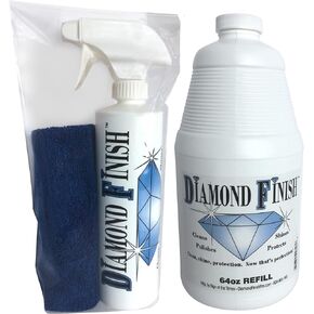 Diamond Finish 80oz Kit Multi Surface Nano Cleaner Polish Protector for Vehicles, Home, Boats; Removes Dead Bug-Residue, Tar, Bird Poop, Brake Dust, Tree Sap, Grease, Fingerprints while it Shines
