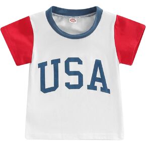 JLKGICF Newborn Baby Boys Girls Short Sleeve Oversized Romper Onesie Toddler USA T-Shirts Casual Tee Tops Summer Clothes