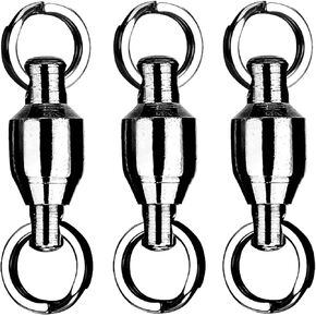 Atibin Bearing Rolling Fishing Swivel Freshwater High Strength Fishing Swivels Steel Ball Stainless Bearing Swivel Saltwater Black Nickel