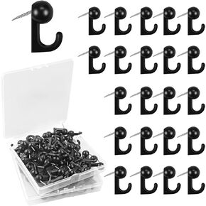100 Pcs Plastic Push Pin Hooks Heads Pin Tacks Hanging Nails Wall Thumb Tacks Decorative Push Pins for Cork Bulletin Board Map Calendar Photos Poster Key Ring Wall Hangings - Black