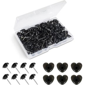 Black Heart Push Pins,120-count Decorative Push Pins for Cork Board Plastic Thumb Tacks Steel Cute Push Pins for Bulletin Board Photo Wall Picture Maps Posters Note Home Office Supplies