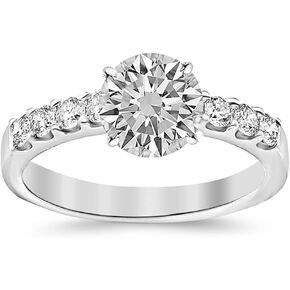 1 to 8 Carat Prong Set 14K White,Yellow or Rose Gold Round-Cut Lab-Grown Diamond Engagement Ring for Women (G-H VS2-SI1)