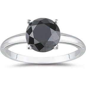 1/2-10 Carat Total Weight Round 18K White Gold Round Black Diamond Ring (AAA Quality)