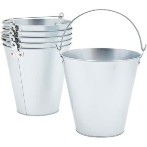 Juvale 6 Pack Large Galvanized Ice Buckets for Parties, 7-Inch Tall Metal Ice Pails with Handles for Champagne, Beer, Wine, Sports Drinks, Water, Table Centerpieces (100 oz Capacity)