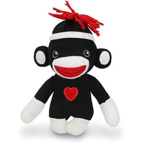 Adorable Sock Monkey 6 Inches, The Original Traditional Hand Knitted Stuffed Animal Toy Gift-for Kids, Babies, Teens, Girls and Boys Baby Doll Present Puppet (Black)