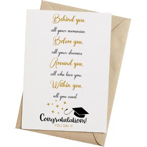 Graduation Card for Him Her, Cute Graduation Gift for High School College Grad, Behind You Before You Around You Within You Gift- 5x7 inch Folded Card include Envelope, Sticker - Blank Inside by PICCAFI