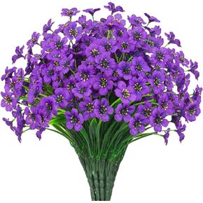 TYISWY 21 Bundles Outdoor Artificial Flowers UV Resistant Fake Silk Flowers No Fade Faux Plastic Plants Garden Porch Window Box Decoration(Purple)