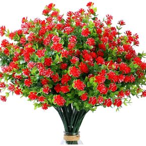 SITUMEIZI Artificial Flowers for Outdoors UV Resistant,8 Bundles Realistic Fake Flowers Faux Plants Shrubs for Garden Porch Window Box Cemetery Spring Summer Outside Indoor Decorations(Mixed Colors,4)