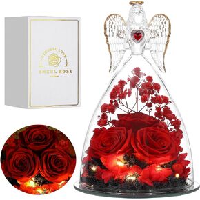 Mothers Day Rose Gifts for Women, Large Angel Figurines with Real Roses, Preserved Real Flower Rose for Her, Angel Roses Gifts for Her, Mom, Girlfriend - Aqua Blue