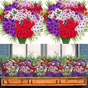 Winrain 30PCS Artificial Fake Flowers Plants Indoor Outdoor - Faux Spring Decorations for Home Patio Front Porch Greenery Decor
