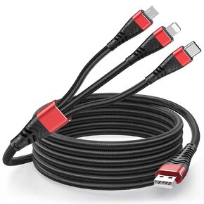 VANOVEI USB C Cable,for iPhone Fast Charger Cable, USB A to Type C/Micro USB/for Liightning 3 in 1 Charging Cable Compatible with Phone 15/14/Sam Sung/Android Phone/Tablets and More, Red