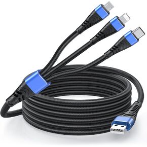 كابل VANOVEI USB C، لكابل شاحن iPhone السريع، USB A إلى النوع C/Micro USB/لكابل شحن 3 في 1 متوافق مع الهاتف 15/14/Sam Sung/هاتف Android/الأجهزة اللوحية والمزيد، أحمر in Kuwait