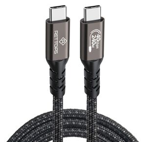 RETTOPS USB4.0 c to c Fast Charging 40Gbps Data Cable, Thunderbolt 4 Cable, high Speed USB c Cable, 240w Charging Cord, Data Transfer Cable, 8k, 5K, 4K, Ultra HD, 4.92ft/1.5m Braided Cable.