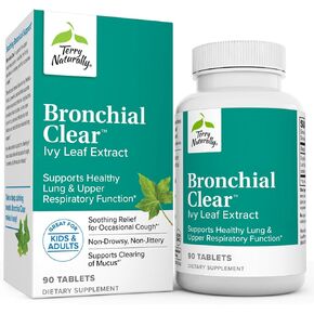 Terry Naturally Bronchial Clear - 90 Tablets - Soothing Relief for Occasional Cough - Non-Drowsy, Non-Jittery Formula - Non-GMO - 90 Servings