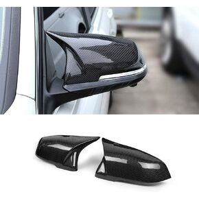 SNA Mirror Caps Gloss Black with Carbon Fiber Pattern Compatible with 1 Series F20 2 Series F22 F23 3 Series F30 F31 F34 4 Series F32 F33 F36 X1 E84 M2 F87 Side Wing Rear View Mirror Cover, 2pc Set