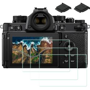 PCTC Z F Screen Protectors for Nikon Zf Z f Camera & Hot Shoe Cover, Tempered Glass Anti-Scrach Anti-Bubble Anti-Dust (3 +2 Pack)