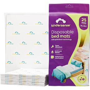 KinderSense® Ultra Absorbent Disposable Bed Pads for Potty Training 36" x 30" (25 Count) - Bedwetting Mat & Mattress Protector - Incontinence Pads with Adhesive Leakproof | Alt. to Training Pants