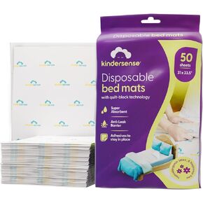 KinderSense® Ultra Absorbent Disposable Bed Pads for Potty Training 36" x 30" (50 Count) - Bedwetting Mat & Mattress Protector - Incontinence Pads with Adhesive Leakproof | Alt. to Training Pants