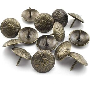 SDTC Tech 50-Pack Antique Daisy Upholstery Tacks 16mm Dia Thumb Push Pins Decorative Nails for Cork Board/Message Board/Photo Walls