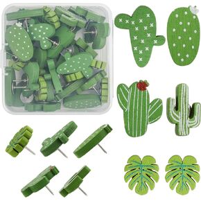 Push Pins 30Pcs Cactus Decorative Push Pins Wood Pins for Cork Board