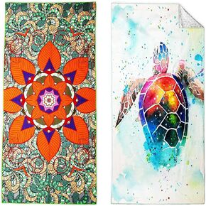 Microfiber Beach Towels 2 Packs, Oversized Quick-Dry Towels for Adults, Lightweight Thin Towels (72" x 36") for Swimming, Beach, Camping