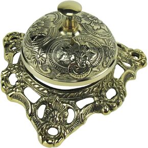 Treasure Gurus Antique Style Ornate Solid Brass Hotel Counter Desk Call Service Bell