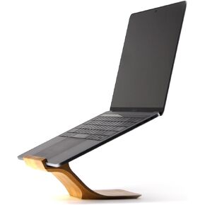 XDK Wood Laptop Stand for Desk, Laptop Riser Ergonomic Height for Notebook Computer up to 15 Inches, Wooden Laptop Holder for MacBook/Aluminum Laptop