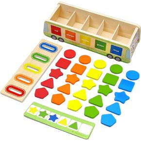 Xylolin Montessori Toys Wooden Color & Shape Sorting Toy for Toddlers 1-3, Geometric Matching Box Game for Baby, Preschool Early Educational Learning Activities Gifts for Kids