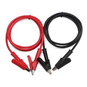 Dual Ended Alligator Clips Test Lead Black&Red 15A 39.3 Inches Test Cable Soft PVC Crocodile clips Testing Wire with Protective Jack Copper Clamps for Testing Current